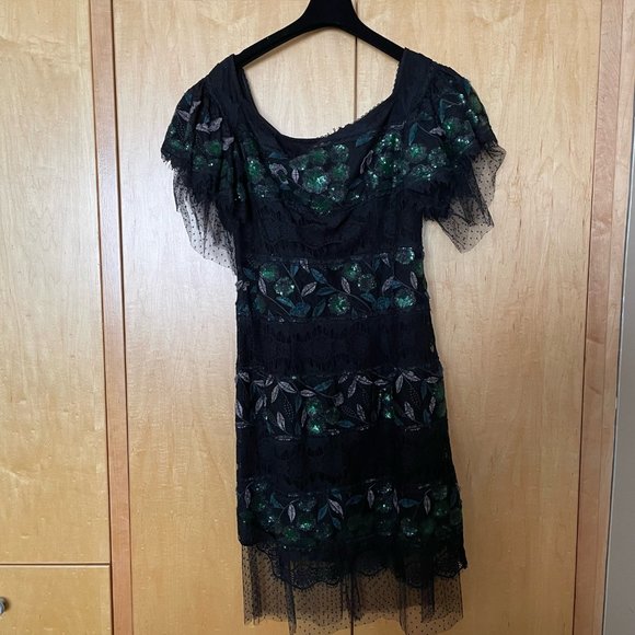 COSTARELLOS Off-Shoulder Embroidered Tulle Sheath Cocktail Dress - Picture 8 of 9